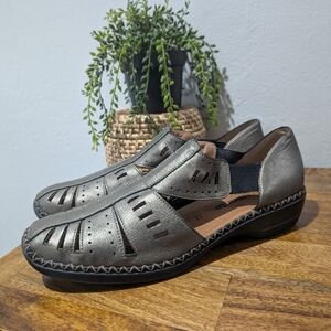 Remonte Walking Matallic Silver Leather Sandals‎ Shoes Size 42/10.5